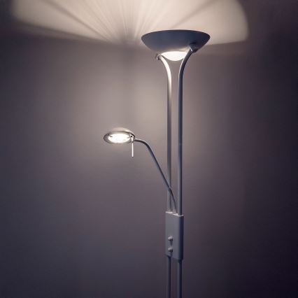 Brilagi - Lámpara de pie regulable SCARLETT 1xR7s/230W/230V + 1xG9/40W blanca
