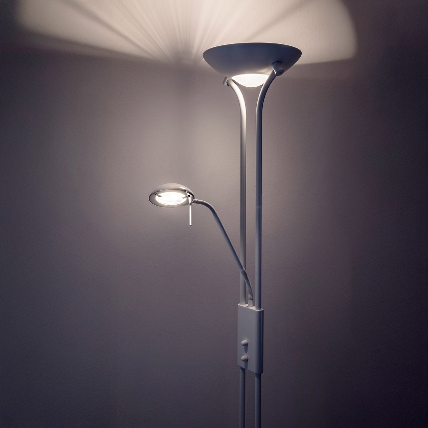 Brilagi - Lámpara de pie regulable SCARLETT 1xR7s/230W/230V + 1xG9/40W blanca