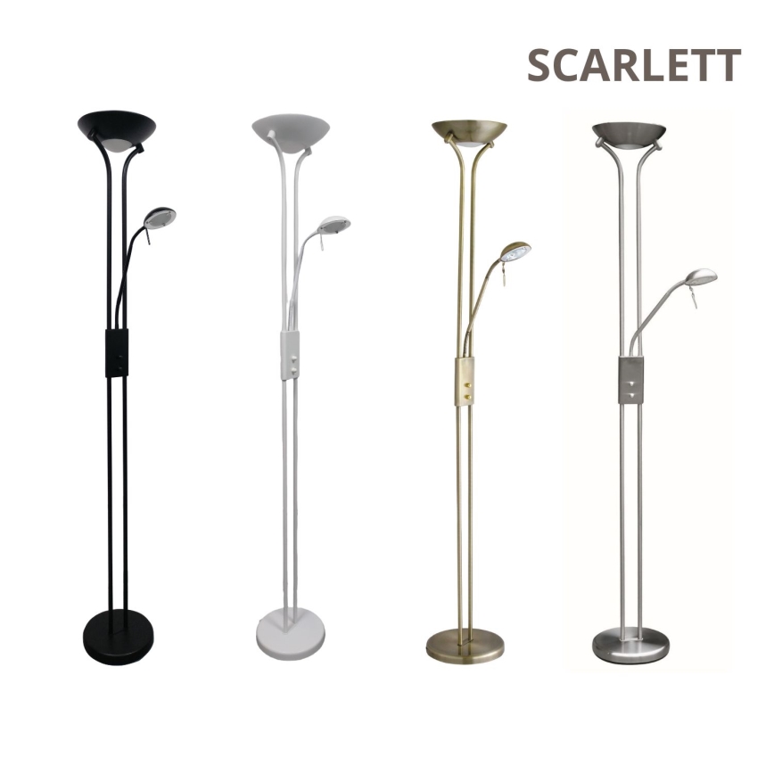 Brilagi - Lámpara de pie regulable SCARLETT 1xR7s/230W/230V + 1xG9/40W blanca