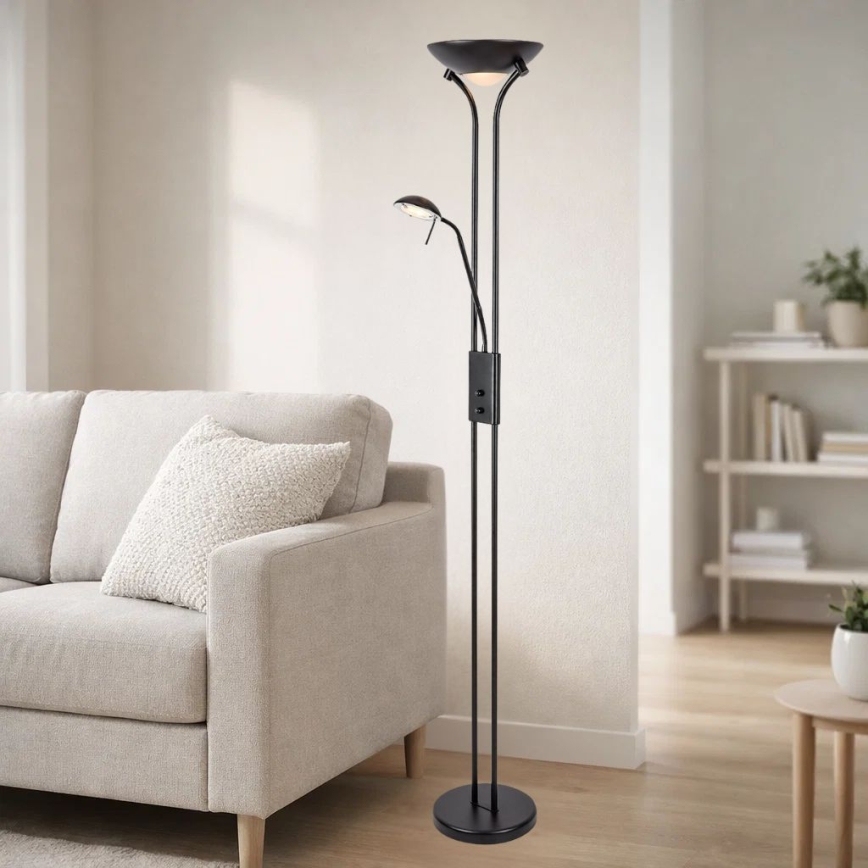 Brilagi - Lámpara de pie regulable SCARLETT 1xR7s/230W/230V + 1xG9/40W negra