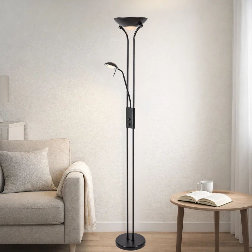 Brilagi - Lámpara de pie regulable SCARLETT 1xR7s/230W/230V + 1xG9/40W negra