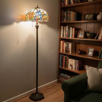 Brilagi - Lámpara de pie Tiffany con vitral JUNGLE 2xE27/60W/230V