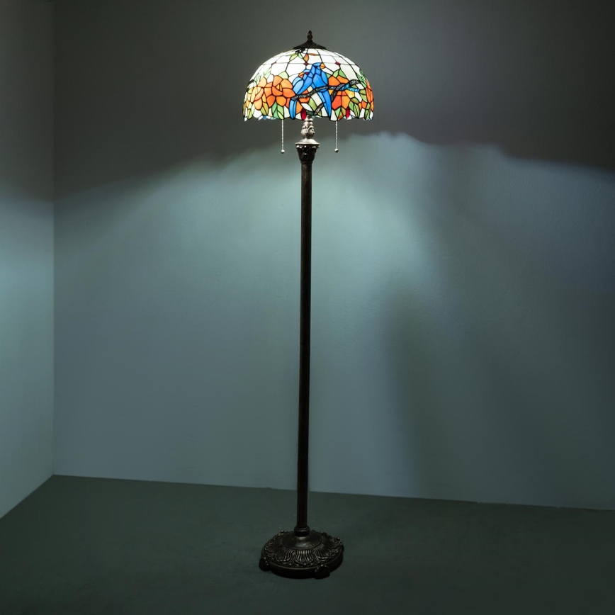 Brilagi - Lámpara de pie Tiffany con vitral JUNGLE 2xE27/60W/230V