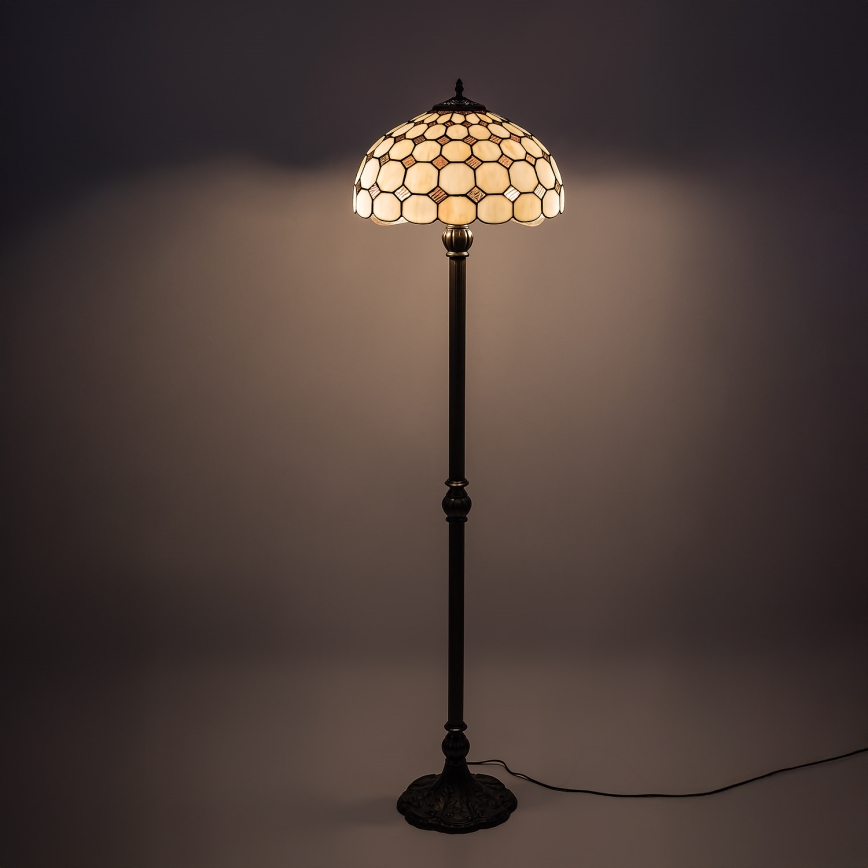 Brilagi - Lámpara de pie Tiffany de vitral DORAN 2xE27/60W/230V