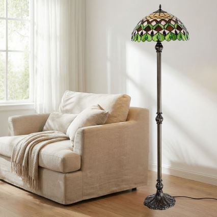 Brilagi - lámpara de pie Tiffany de vitral MARGARET 2xE27/60W/230V