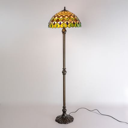 Brilagi - lámpara de pie Tiffany de vitral MARGARET 2xE27/60W/230V