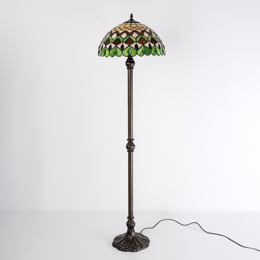Brilagi - lámpara de pie Tiffany de vitral MARGARET 2xE27/60W/230V