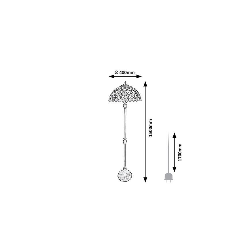 Brilagi - lámpara de pie Tiffany de vitral MARGARET 2xE27/60W/230V