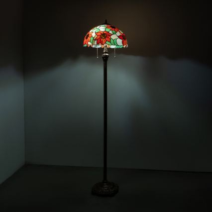 Brilagi - Lámpara de pie Tiffany de vitral SUNFLOWER 2xE27/60W/230V