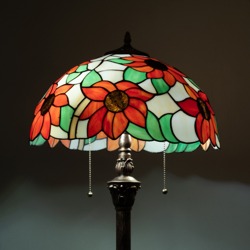Brilagi - Lámpara de pie Tiffany de vitral SUNFLOWER 2xE27/60W/230V