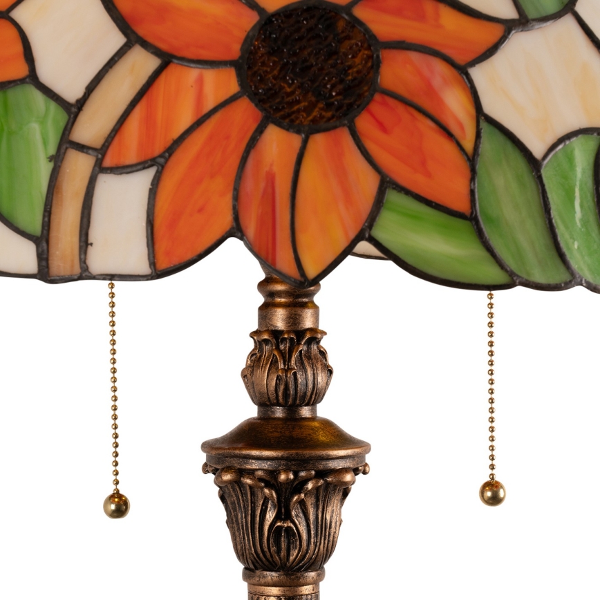 Brilagi - Lámpara de pie Tiffany de vitral SUNFLOWER 2xE27/60W/230V