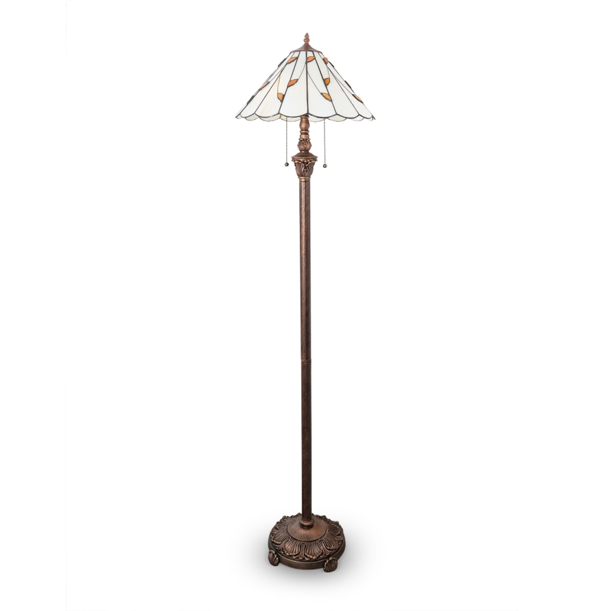 Brilagi - Lámpara de pie Tiffany FOLIA de vitral 2xE27/60W/230V