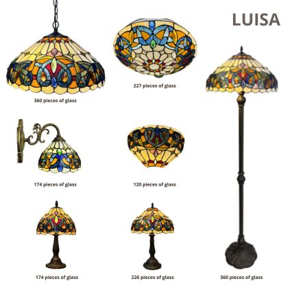Brilagi - Lámpara de pie Tiffany LUISA, pantalla de vitral, 2xE27/60W/230V