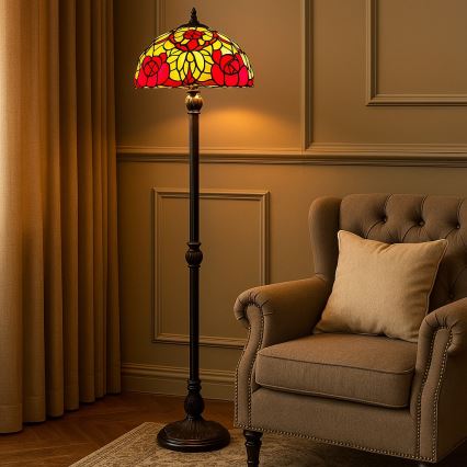 Brilagi - Lámpara de pie vitral Tiffany GARLAN 2xE27/60W/230V