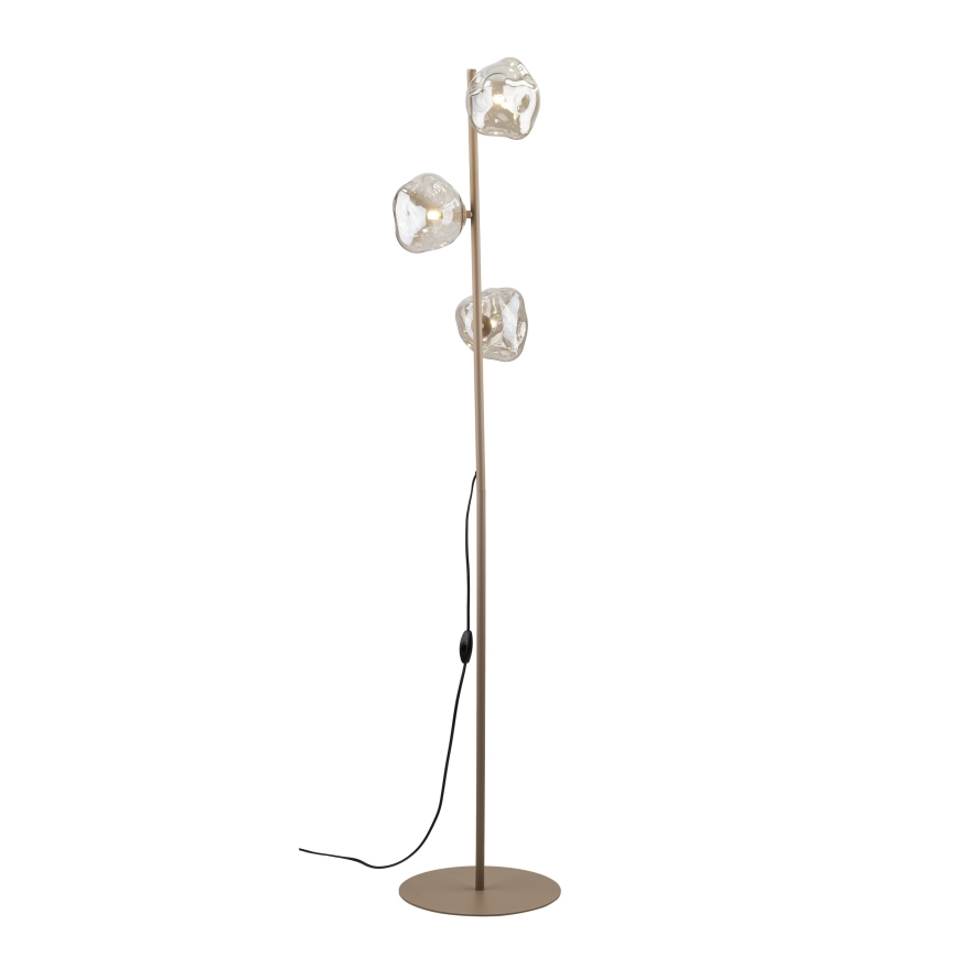 Brilagi - Lámpara de pie VULCANO 3xG9/8W/230V beige/beige ahumado