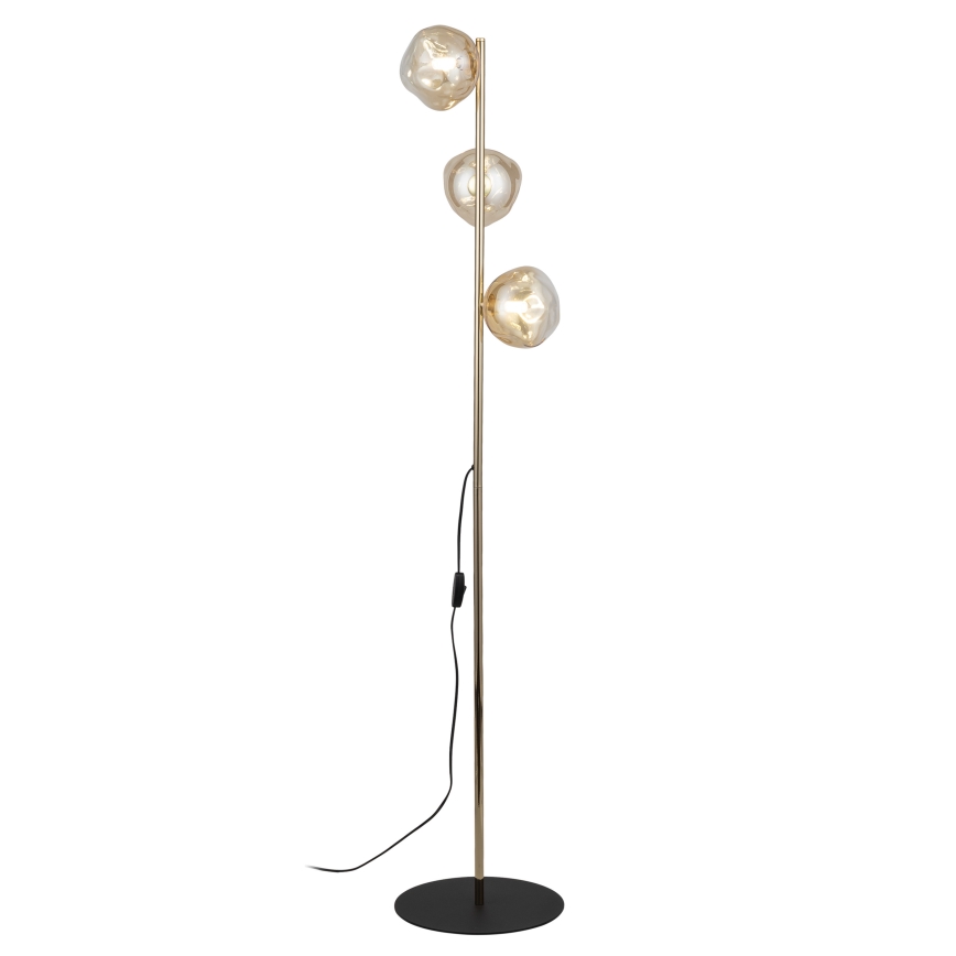 Brilagi - Lámpara de pie VULCANO 3xG9/8W/230V dorada/beige ahumada