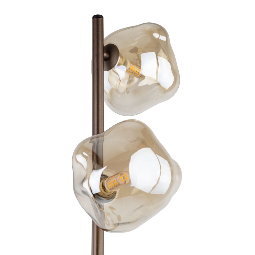 Brilagi - Lámpara de pie VULCANO 3xG9/8W/230V marrón/beige ahumado