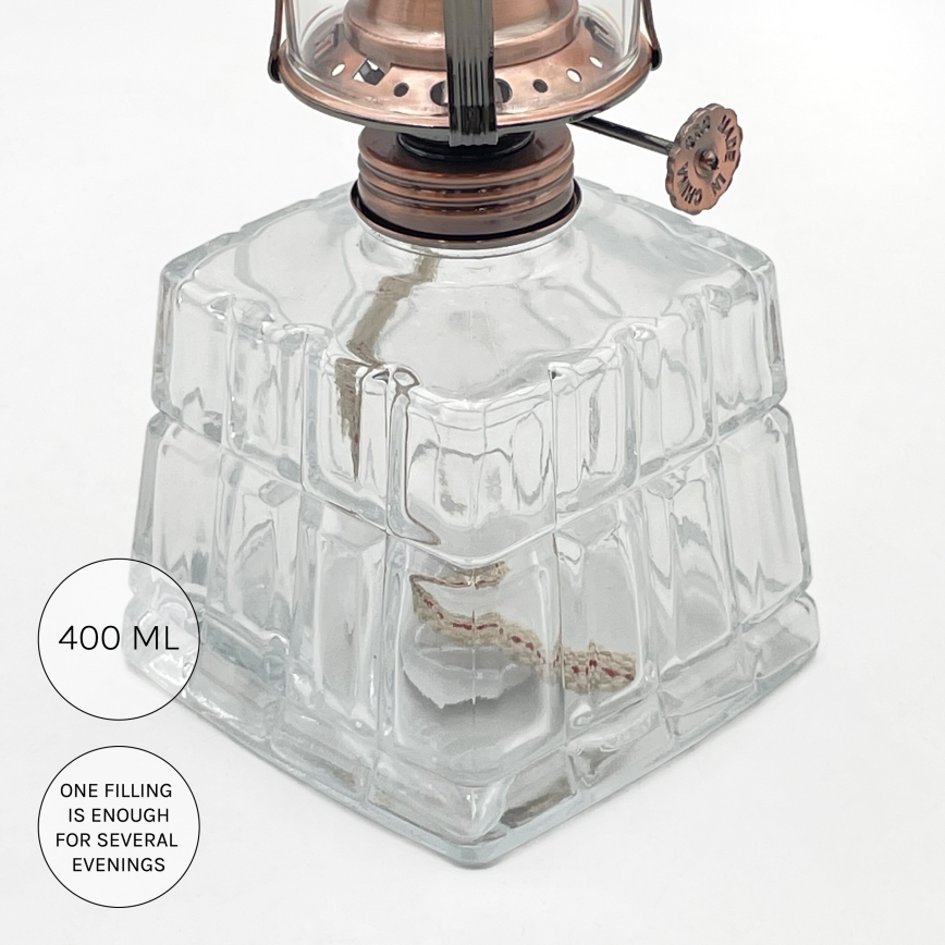 Brilagi - Lámpara de queroseno MERLIN transparente/bronce/pátina
