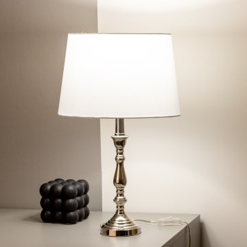 Brilagi - Lámpara de sobremesa CERIA 1xE27/60W/230V Ø 30 cm cromo brillante/blanco