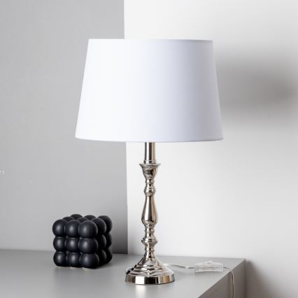 Brilagi - Lámpara de sobremesa CERIA 1xE27/60W/230V Ø 30 cm cromo brillante/blanco