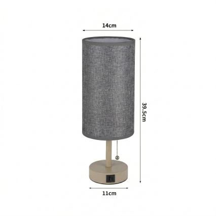 Brilagi - Lámpara de sobremesa con puerto USB TABLON 1xE27/25W/230V beige/gris