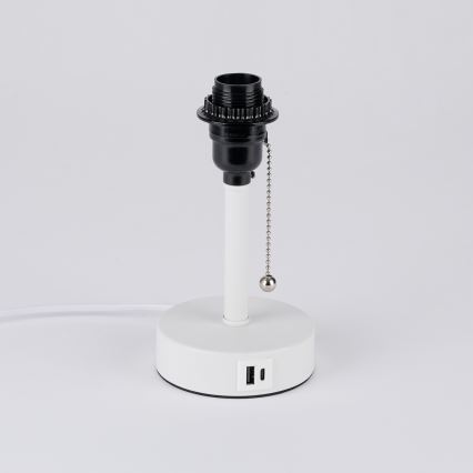 BRILAGI - Lámpara de sobremesa con puerto USB TABLON 1xE27/25W/230V blanca