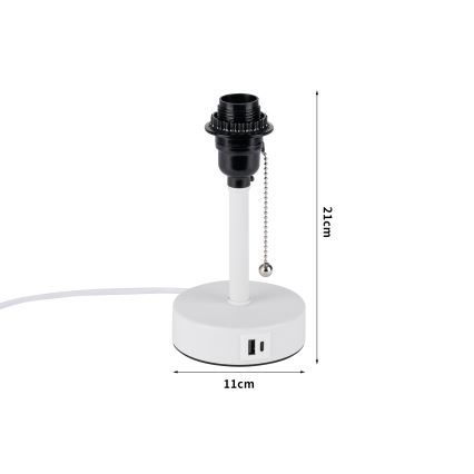 BRILAGI - Lámpara de sobremesa con puerto USB TABLON 1xE27/25W/230V blanca