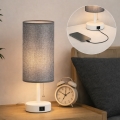 Brilagi - Lámpara de sobremesa con puerto USB TABLON 1xE27/25W/230V blanco/gris