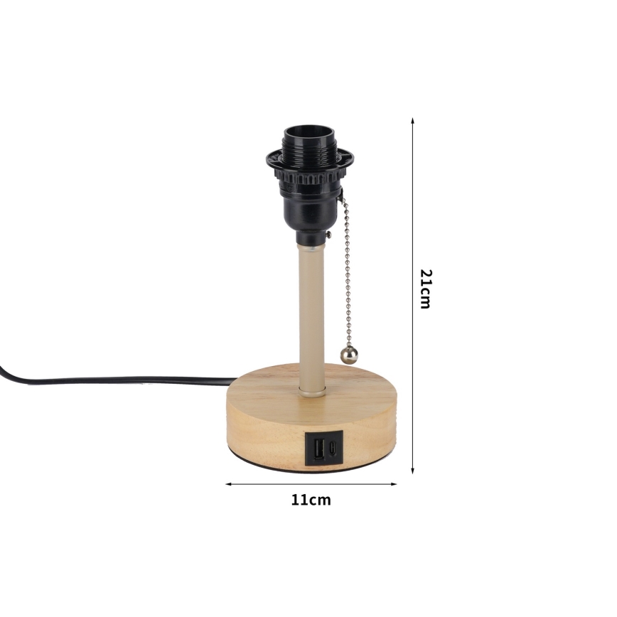 Brilagi - Lámpara de sobremesa con puerto USB TABLON 1xE27/25W/230V roble/beige