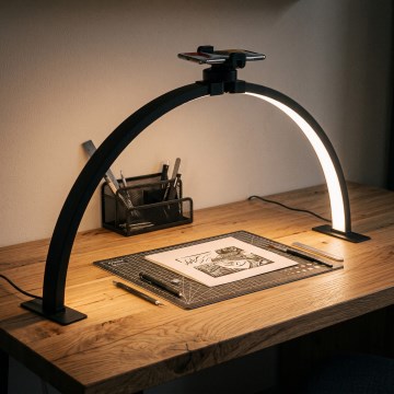 BRILAGI - Lámpara de sobremesa en arco LED regulable para modelismo con soporte RADIO LED/25W/24/230V 3000/4000/6500K negra