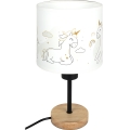 BRILAGI - Lámpara de sobremesa infantil BOBO WOOD 1xE27/25W/230V roble/negro/blanco/unicornios