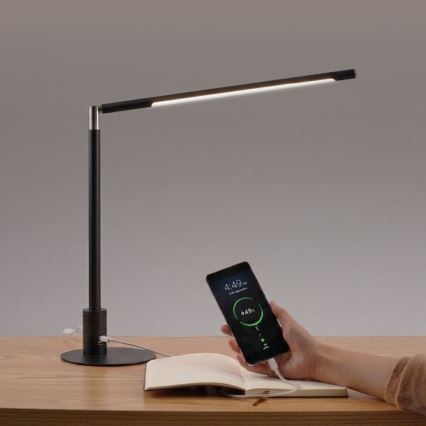 Brilagi - Lámpara de escritorio táctil LED regulable con puertos USB VARIO LED/7W/230V 3000-6500K CRI 96 negra