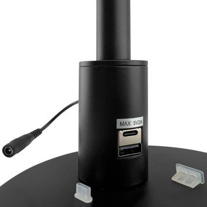 Brilagi - Lámpara de escritorio táctil LED regulable con puertos USB VARIO LED/7W/230V 3000-6500K CRI 96 negra