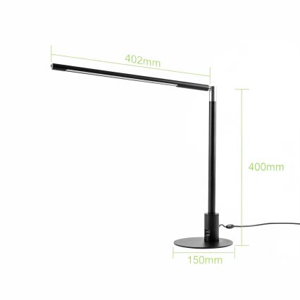 Brilagi - Lámpara de escritorio táctil LED regulable con puertos USB VARIO LED/7W/230V 3000-6500K CRI 96 negra