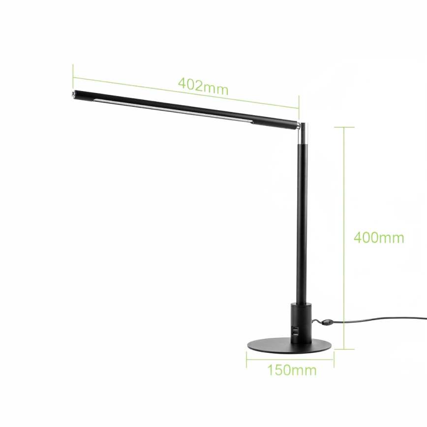 Brilagi - Lámpara de escritorio táctil LED regulable con puertos USB VARIO LED/7W/230V 3000-6500K CRI 96 negra