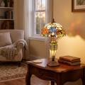 Brilagi - Lámpara de sobremesa Tiffany con vitral JUNGLE 1xE27/60W/230V + 1xE14/40W