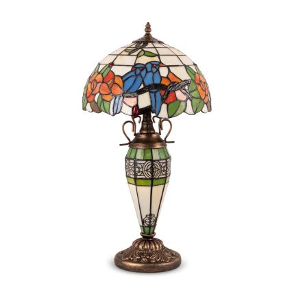 Brilagi - Lámpara de sobremesa Tiffany con vitral JUNGLE 1xE27/60W/230V + 1xE14/40W