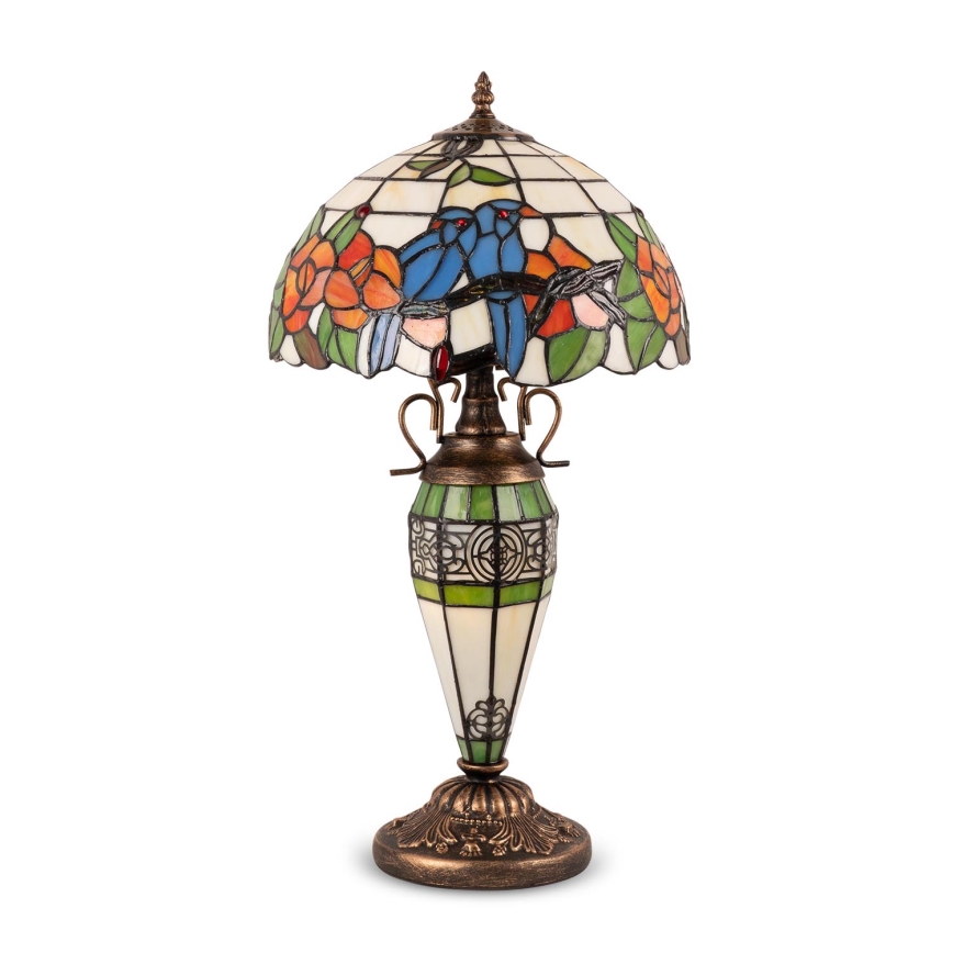 Brilagi - Lámpara de sobremesa Tiffany con vitral JUNGLE 1xE27/60W/230V + 1xE14/40W