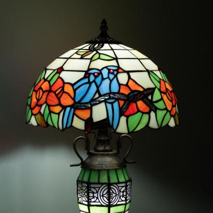 Brilagi - Lámpara de sobremesa Tiffany con vitral JUNGLE 1xE27/60W/230V + 1xE14/40W