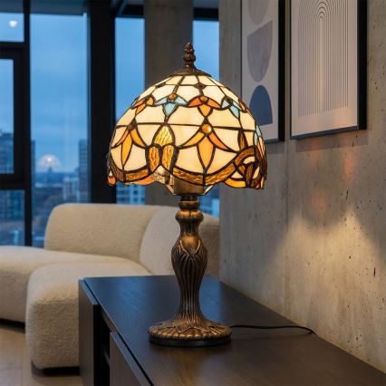 Brilagi - lámpara de sobremesa Tiffany con vitral MIRABELLA 1xE27/60W/230V
