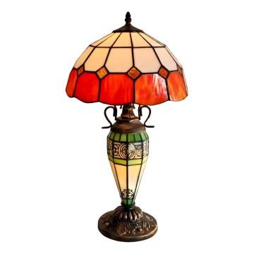 Brilagi - Lámpara de sobremesa Tiffany con vitral SIENNA 1xE27/60W/230V + 1xE14/40W