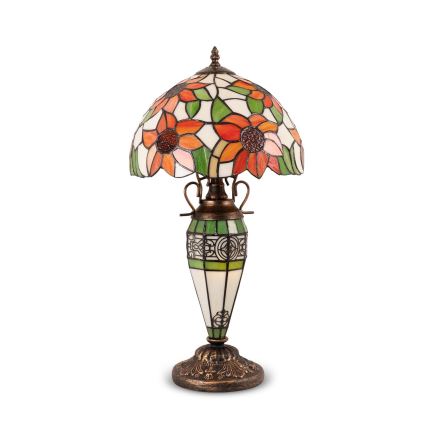 Brilagi - Lámpara de sobremesa Tiffany con vitral SUNFLOWER 1xE27/60W/230V + 1xE14/40W