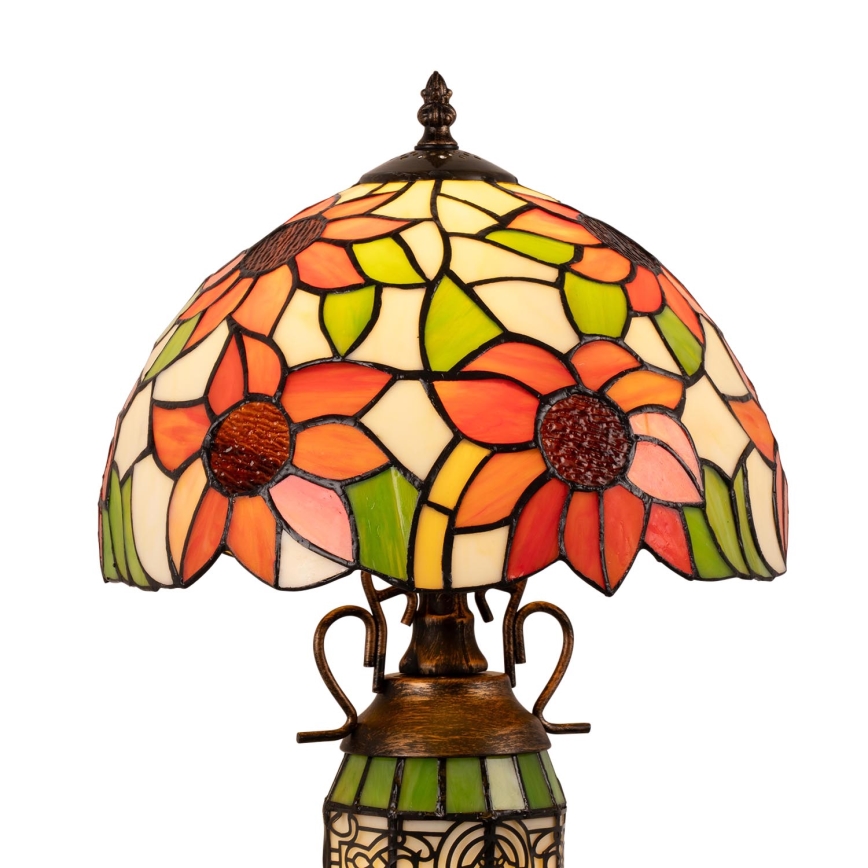 Brilagi - Lámpara de sobremesa Tiffany con vitral SUNFLOWER 1xE27/60W/230V + 1xE14/40W
