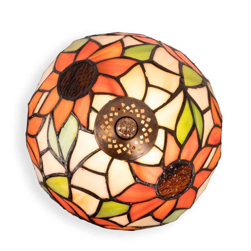 Brilagi - Lámpara de sobremesa Tiffany con vitral SUNFLOWER 1xE27/60W/230V