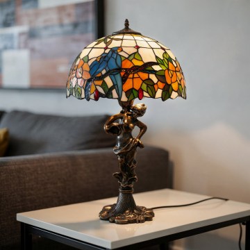 Brilagi - lámpara de sobremesa Tiffany de vitral JUNGLE 1xE27/60W/230V