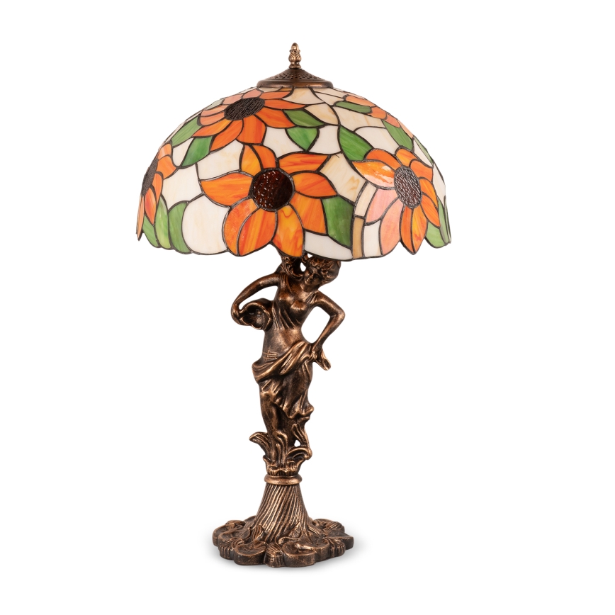 Brilagi - Lámpara de sobremesa Tiffany de vitral SUNFLOWER 1xE27/60W/230V