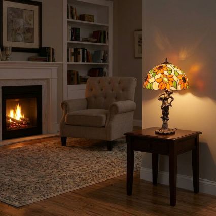 BRILAGI - Lámpara de sobremesa Tiffany de vitral SUNFLOWER 1xE27/60W/230V