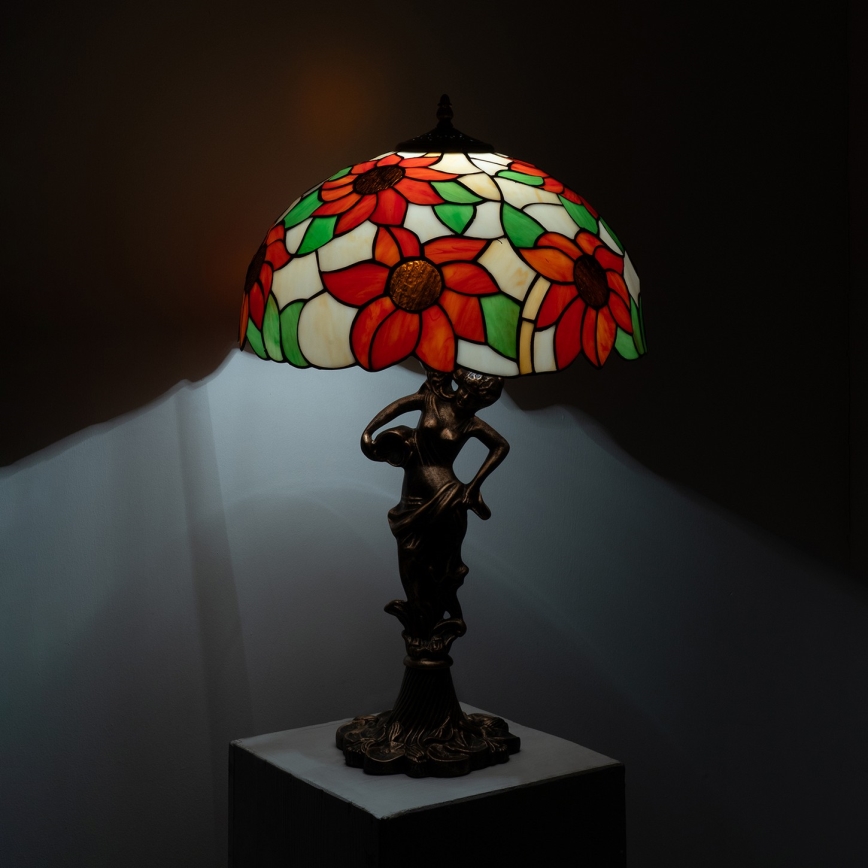 BRILAGI - Lámpara de sobremesa Tiffany de vitral SUNFLOWER 1xE27/60W/230V
