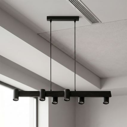 BRILAGI - Lámpara colgante LED RGBW regulable sobre cable SELE 6xGU10/6,5W/230V 2700-6500K negra + mando a distancia