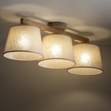 Brilagi - Lámpara de techo adosada LATTE SABIA 3xE27/15W/230V pino/beige